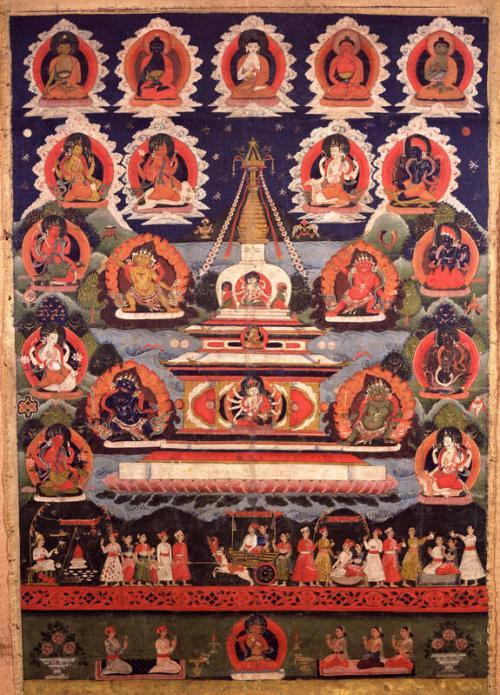 Ushnisavijaya and Celebration of Old Age (Jyatha Janko); Nepal; 19th century; pigments on cloth…