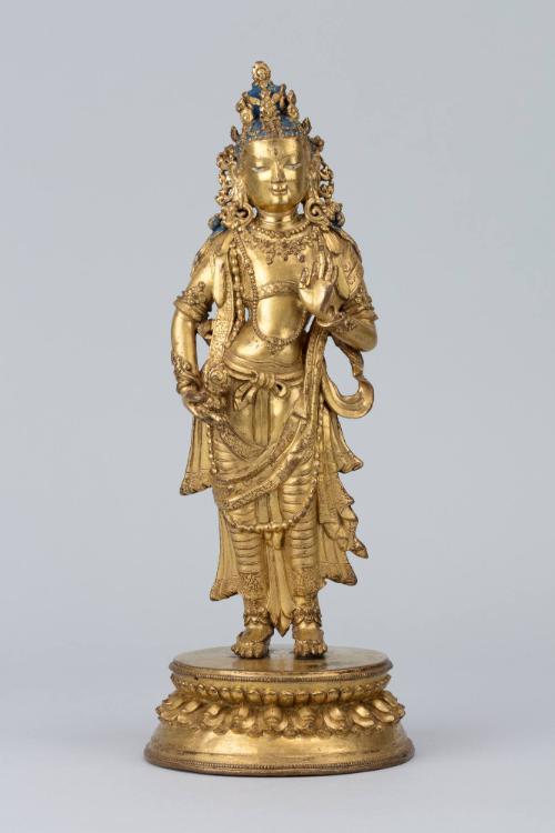 Bodhisattva Kshitigarbha; Tibet; 17th century; gilt copper alloy with pigment; Rubin Museum of …