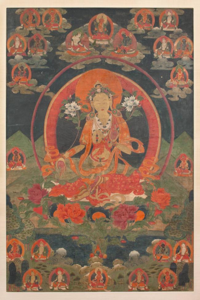 Green Tara; Tibet; 18th century; pigments on cloth; Rubin Museum of Art, gift of Shelley and Do…
