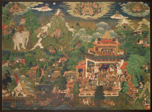 Sacred Sites and Pure Realms; Central Tibet; 17th century; pigments on cloth; gift of Shelley a…