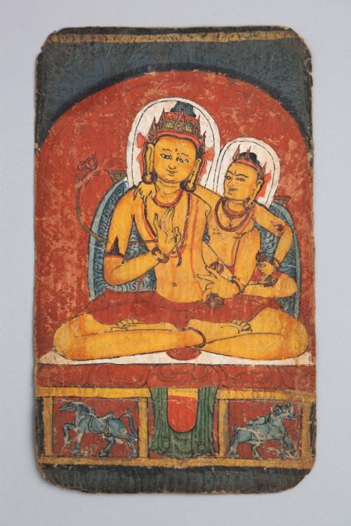 Ratnasambhava, from a Set of Initiation Cards (Tsakali); Tibet; ca. 14th century; pigments on p…