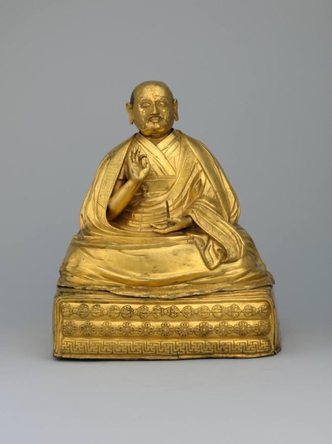 The Fifth Dalai Lama, Ngawang Lopsang Gyatso (1617-1682); Tibet; 17th century; gilt copper allo…