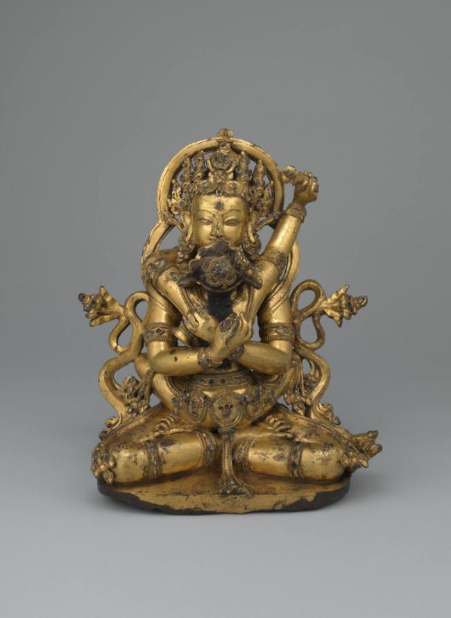 Vajradhara with consort; Tibet; 14th century; gilt copper alloy; Rubin Museum of Art; C2005.16.…