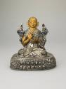 Tsongkhapa (1357-1419); Tibet; 16th century; silver, copper, and enamel with semiprecious stone…