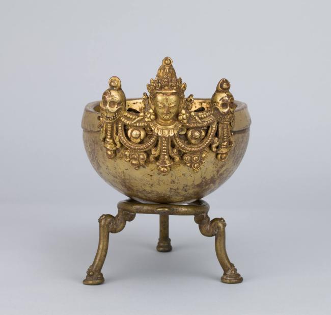 Skullcup; Nepal; ca. 18th century; metalwork and human skull; Rubin Museum of Art; C2004.8.1a-b…