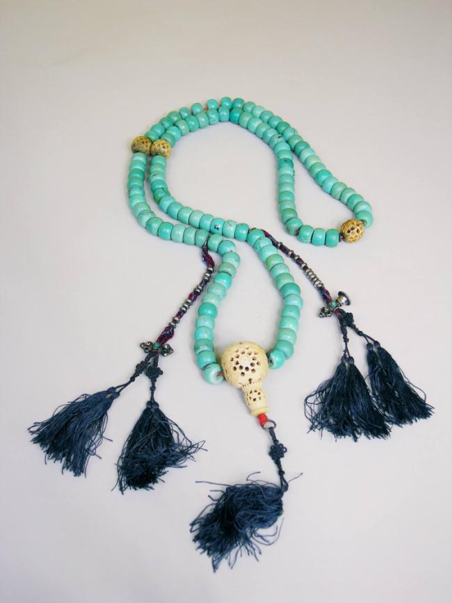 Prayer Beads ; Tibet; 19th century; turquoise, bone, and silver; Rubin Museum of Art; gift of A…