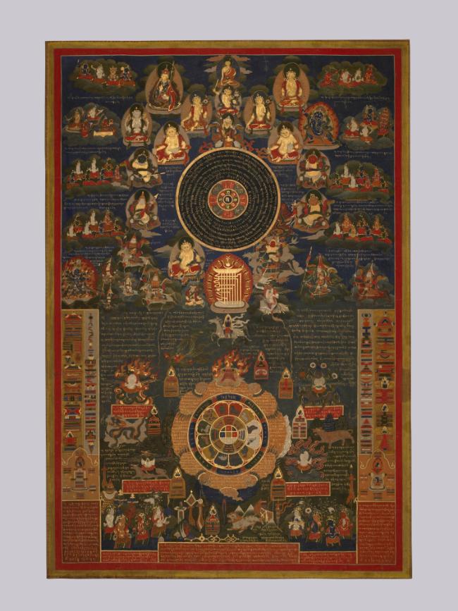 Protective Astrological Chart; Tibet; late 18th or early 19th century; pigments on cloth; Rubin…