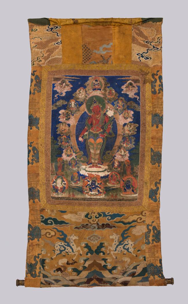 Red Avalokiteshvara; Nepal or Tibet; dated by inscription 1871; pigments on cloth; Rubin Museum…