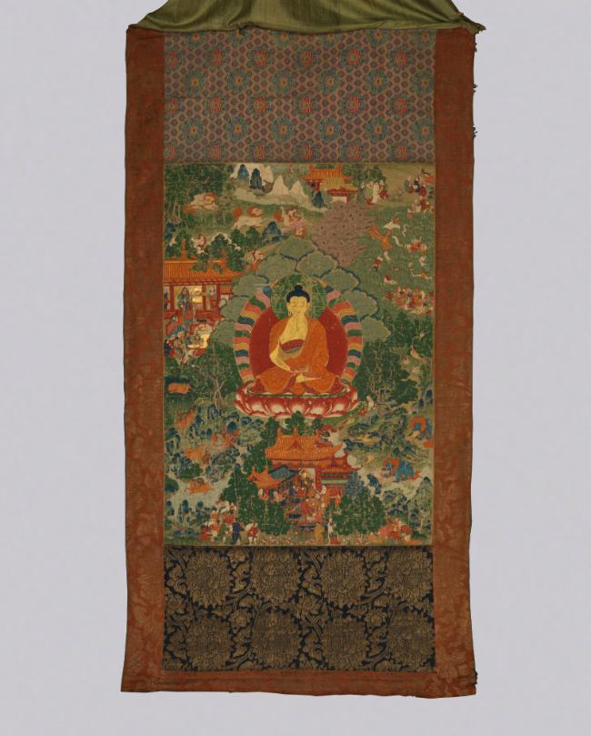 Stories of Previous Lives of the Buddha (Jataka); Tibet; 18th century; pigments on cloth; Rubin…