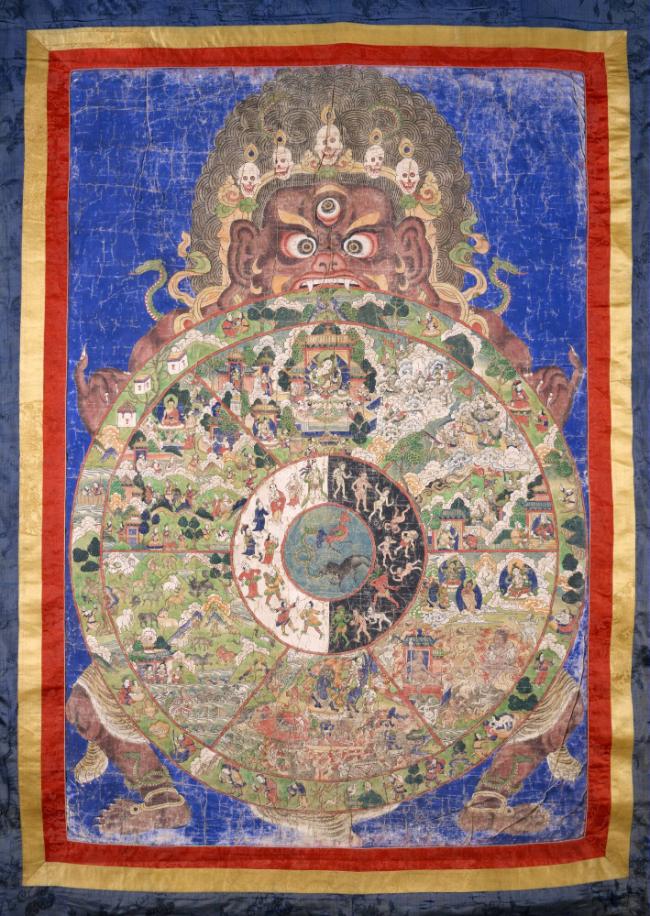Wheel of Life; Tibet or Mongolia; 19th century; pigments on cloth; Rubin Museum of Art, gift of…