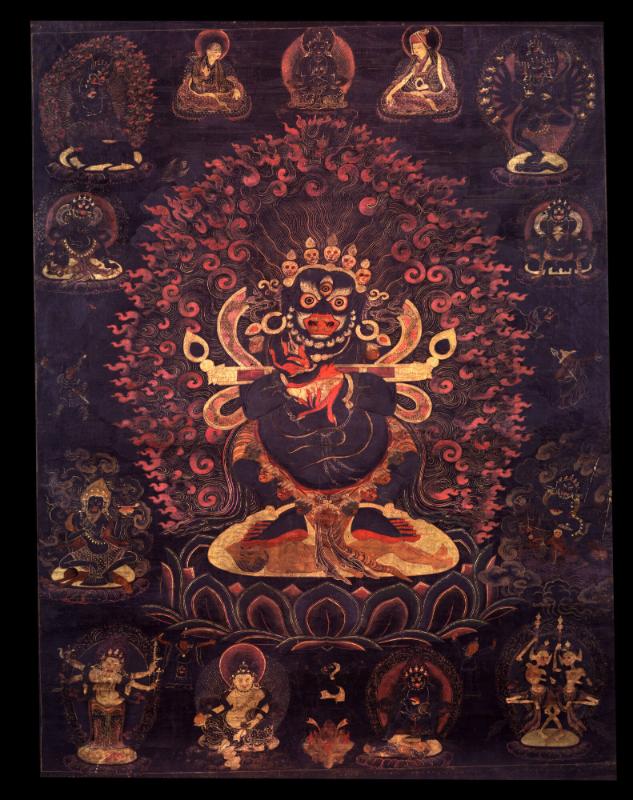Panjarnatha Mahakala; Tibet; 18th century; pigments on cloth; Rubin Museum of Art, gift of Shel…