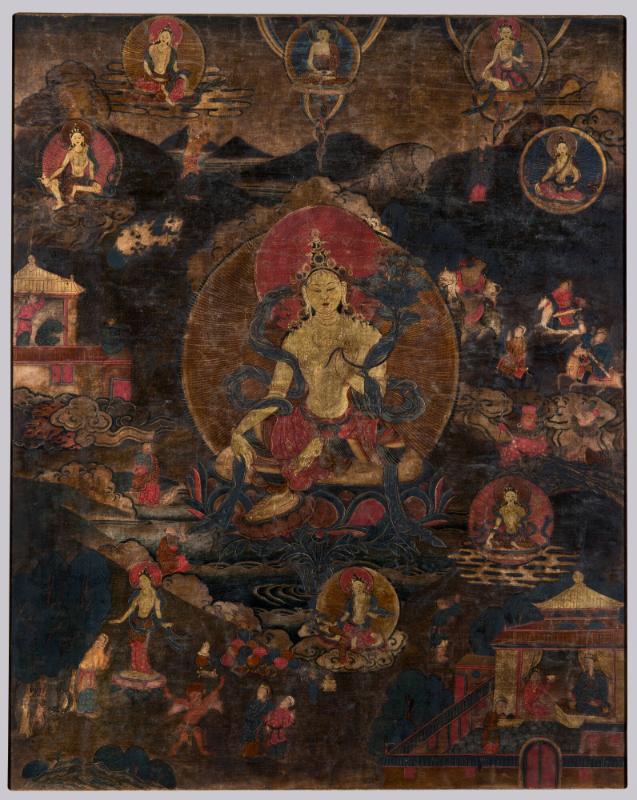 Tara as Protectress from the Eight Fears; Eastern Tibet; 19th century; pigments on cloth; Rubin…
