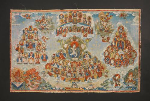 Refuge Field with Machik Labdron (1055-1153); Tibet; early 20th century; pigments on cloth; Rub…