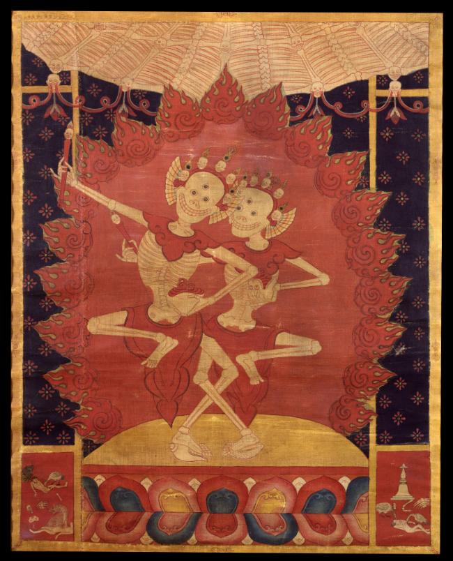 Smashana Adipati, Lords of the Charnel Ground; Tibet; 15th century; pigments on cloth; Rubin Mu…